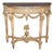 19th Century French Louis XVI Style Distressed Demilune Marble Top Console Table For Sale