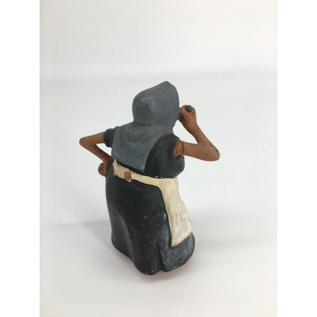 Farmhouse Vintage Pipe-Smoking Lady Wooden Figurine For Sale - Image 3 of 8