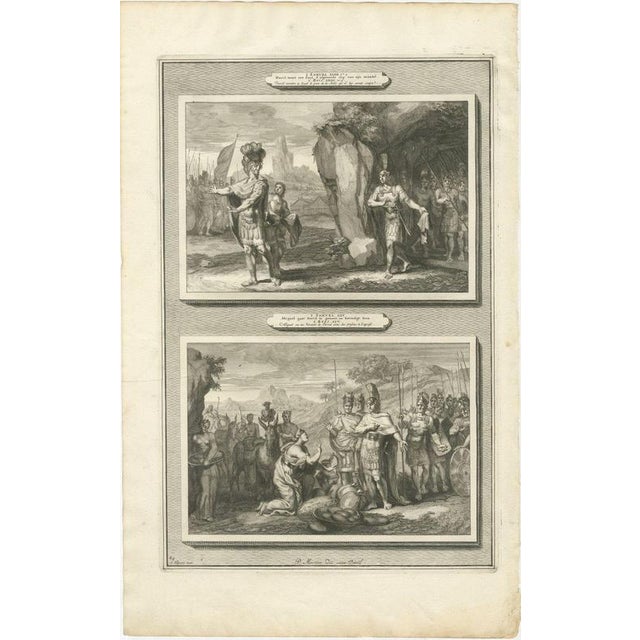 Baroque Pieter Mortier, David Spares Saul and Abigail Meets David, 1700, Engraving For Sale - Image 3 of 12