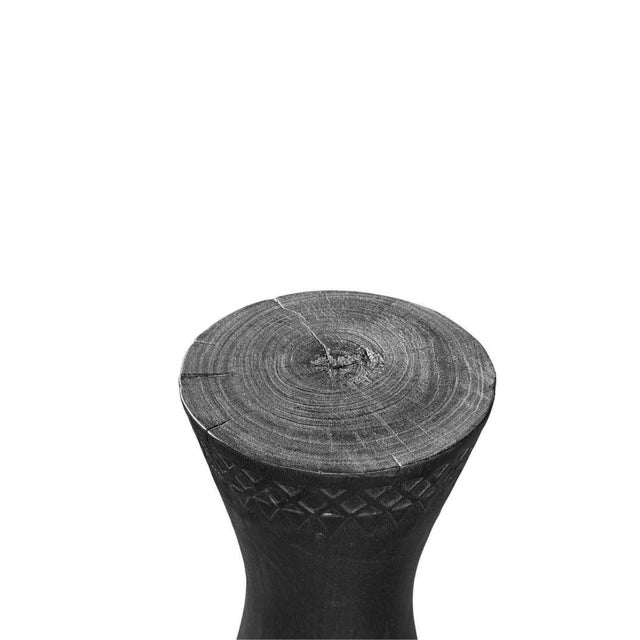Not Yet Made - Made To Order Sculptural Mango Wood Side Table, Burnt Finish, Carved Detailing Modern Organic For Sale - Image 5 of 5