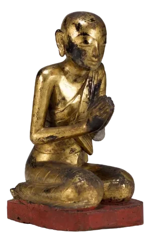 Burmese Artist, Adoring Figure, Gilt Wood, 1800s