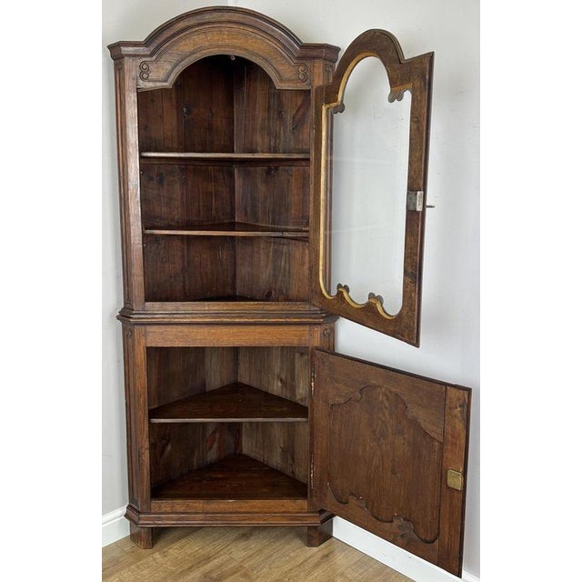 Gold Vintage French Oak Display Cabinet For Sale - Image 8 of 9