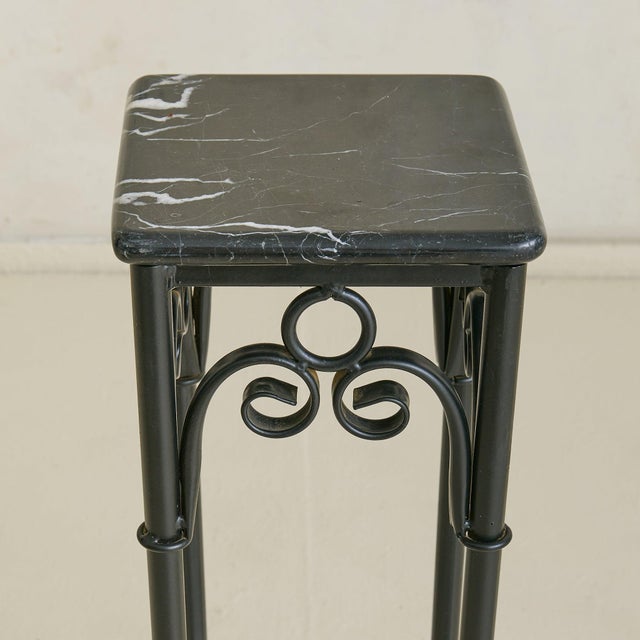 French Black Marble + Metal Side Table, 1950s - 2 Available For Sale - Image 12 of 18