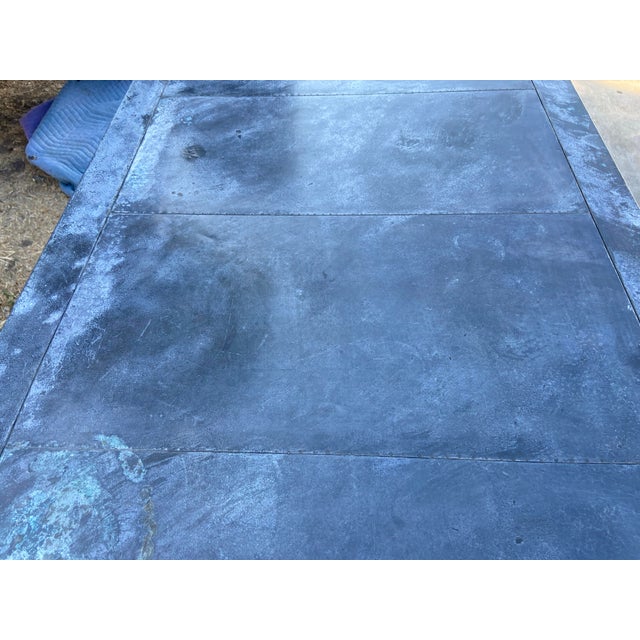 2010s Rh Restoration Hardware Annecy Metal Wrapped Zinc Desk With Patina For Sale - Image 5 of 12