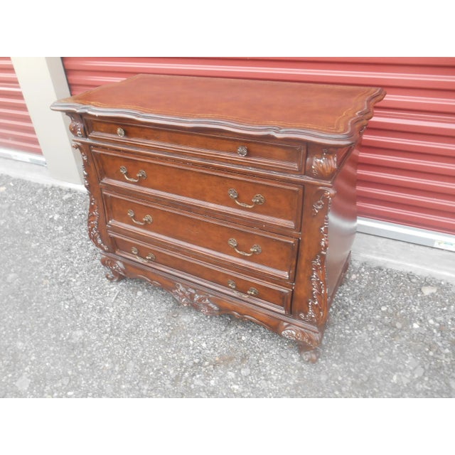 Vintage Quality Four Drawer Bombay Chest With Leather Top For Sale - Image 4 of 10