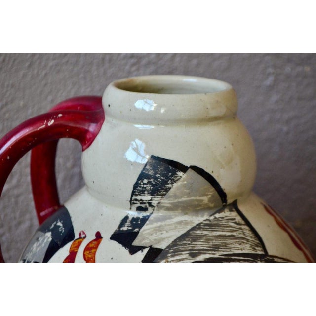 Large Art Deco Vase with Double Handles from Betzy Augeron, France, 1930s For Sale - Image 10 of 18