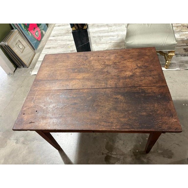 Red 19thc Original Red Painted Farm Table W/ Scrub Top For Sale - Image 8 of 8