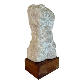 Abstract Sculpture in Chiseled Marble of a Male Torso by Artist ‘Si’ Gordon (11" High), Signed For Sale