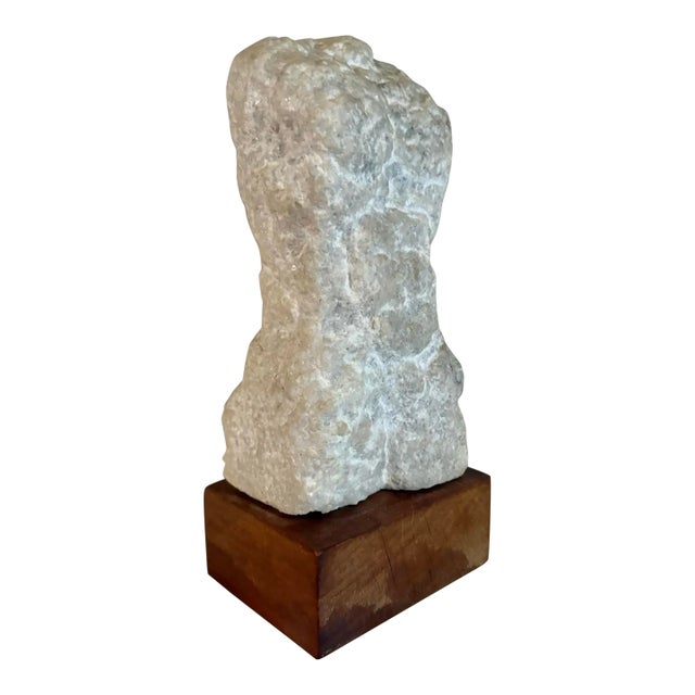 Abstract Sculpture in Chiseled Marble of a Male Torso by Artist ‘Si’ Gordon (11" High), Signed For Sale