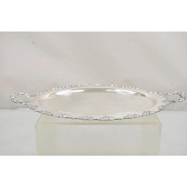 Vintage Crescent 1082 Victorian Style Silver Plated Oval Serving Platter Tray For Sale - Image 9 of 10