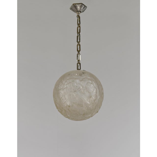 Hettier & Vincent Hettier & Vincent Large French Art Deco Pendant Light 1930s For Sale - Image 4 of 16
