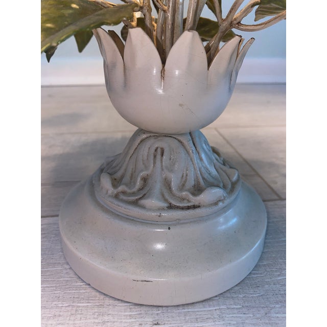 Yellow Vintage Tole Table Lamp With Yellow Roses and Birds For Sale - Image 8 of 8