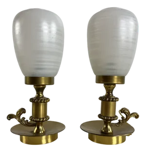 Mid-Century Brass and Murano Glass Table Lamps, 1950s, Set of 2