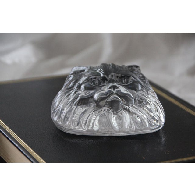 Mid-Century Modern Crystal Glass Cat Head Figurine Paperweight from Daum, France, 1970s For Sale - Image 3 of 14