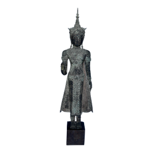 16thC. Thai Ayutthaya Bronze Standing Buddha 45"