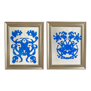 Original Rorschach Test–Inspired Abstract Paintings – Hand-Painted Acrylic on Rice Paper, Framed Modern Art Set