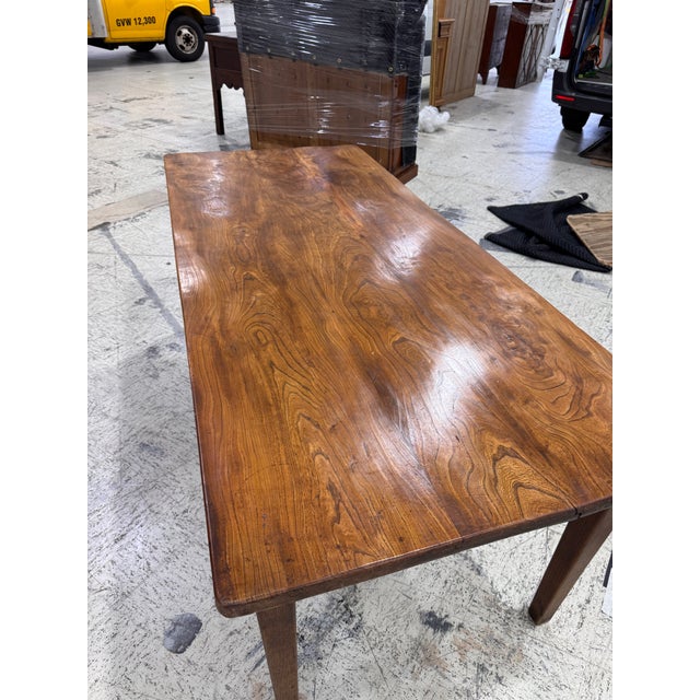 Traditional 19th Century Elm Wood Dining Table For Sale - Image 3 of 6