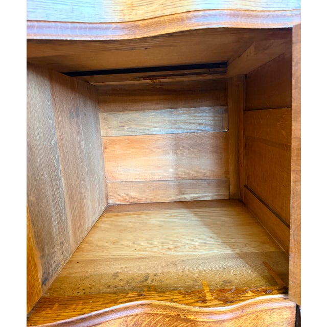 Antique Quarter-Sawn Oak Sideboard Cabinet – Serpentine Front For Sale - Image 10 of 14