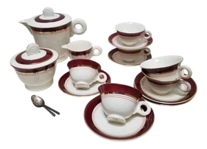 Art Deco Santos Tea Set from Digoin Sarreguemines, 1920s, Set of 9