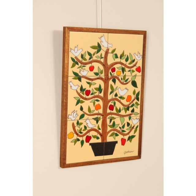 Mid-Century Modern Late 20th Century Folk Art Framed Ceramic Tile Mosaic For Sale - Image 3 of 12