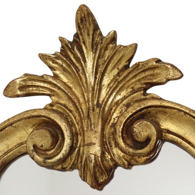 French Baroque Gold-Leaf Gilded Mirror with Crest, 1960s For Sale - Image 17 of 18