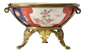Ormolu Japanese Imari Porcelain Bowl, 1890s