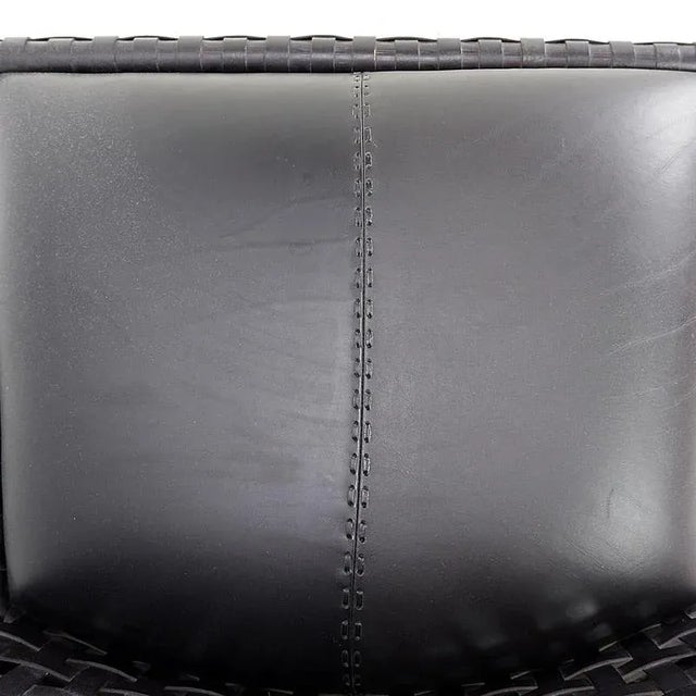 Black Set of Black Woven Leather Lounge Chairs For Sale - Image 8 of 12
