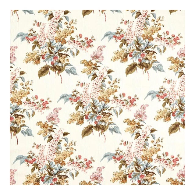 Sanderson Delphinium & Lilac Fabric in Madder Rose/Sepia For Sale