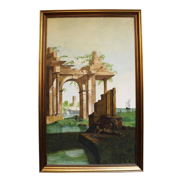 Early-Mid 20th Century European Painting of Italian Architectural Ruins For Sale