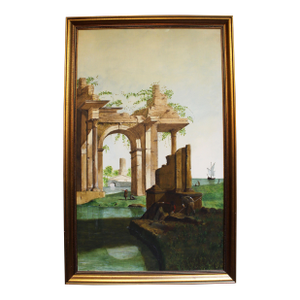 Early-Mid 20th Century European Painting of Italian Architectural Ruins