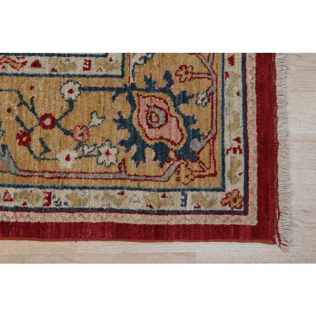 Traditional Enchanting Oushak Red Hand-Knotted Wool Rug Carpet, Allover Trellis Design For Sale - Image 3 of 3
