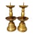Pair of Vintage Solid Brass Altar Candlesticks With Drip Pans & Spikes For Sale