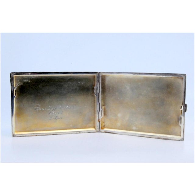 Guilloche Silver Cigarette Case with Bands on Top For Sale - Image 6 of 9