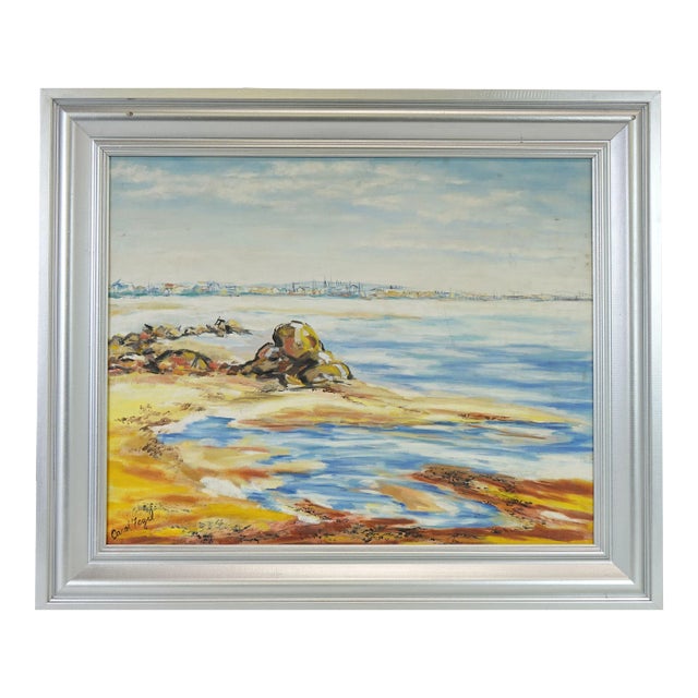Early 20th Century Seascape, Large Original Oil on Canvas, Signed For Sale