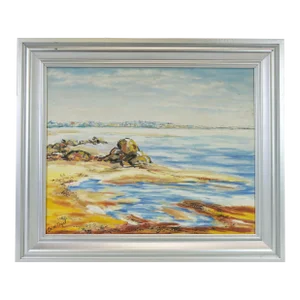 Early 20th Century Seascape, Large Original Oil on Canvas, Signed