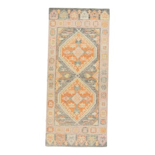 Early 21st Century Handmade Turkish Oushak Rug Soft Pastel Multicolor 3' X 6'8" For Sale