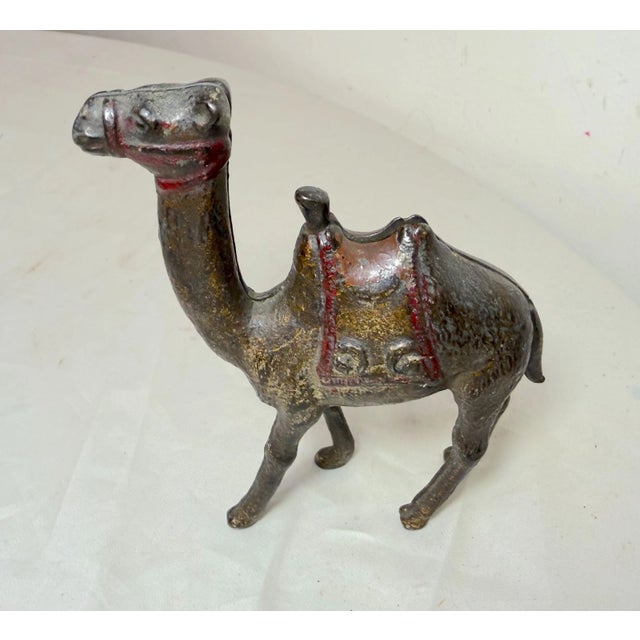 Figurative Rare Antique Original A. C. Williams Orak Painted Camel Cast Iron Still Bank For Sale - Image 3 of 9