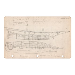 1950s Maine Marine Architectural Drawing on Paper For Sale