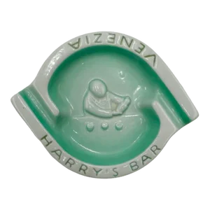 Vintage Harry's Bar Venezia Italy Ashtray Mint Green Ceramic Dish