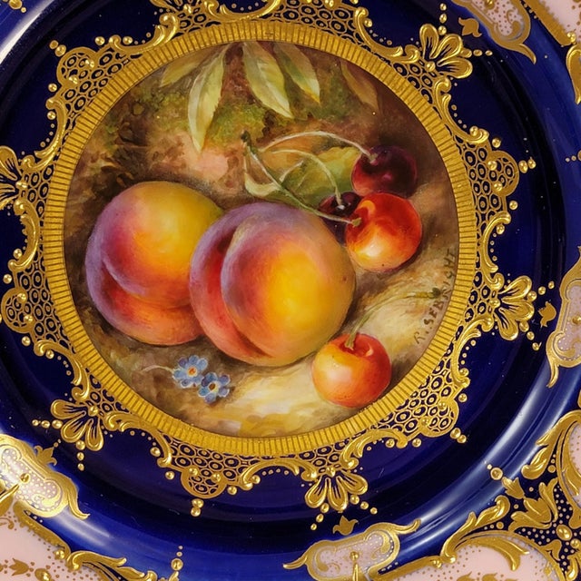 Fruit Cabinet Plate by R. Sebright for Royal Worcester / Maple London, 1921 For Sale - Image 4 of 15