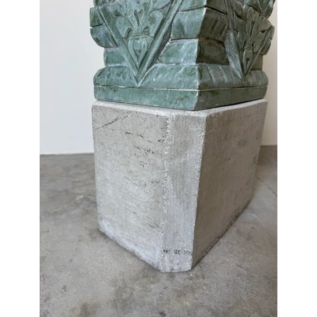 Pair of Large Vintage Chinese Green Soapstone Foo Dog Guardian Sculptures For Sale - Image 10 of 12