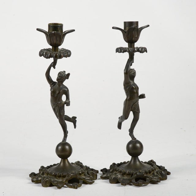 Bronze Candleholders, Set of 2 For Sale - Image 6 of 9