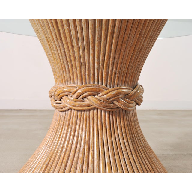 McGuire Labeled Organic Modern Cerused Rattan Glass Dining Table For Sale In Sacramento - Image 6 of 18