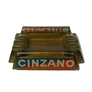 Vintage French Art Deco Glass Cinzano Ashtray
