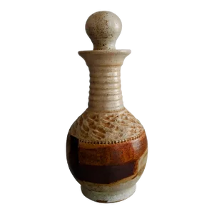 1970s Signed Leon Kula Stoneware Pottery Decanter