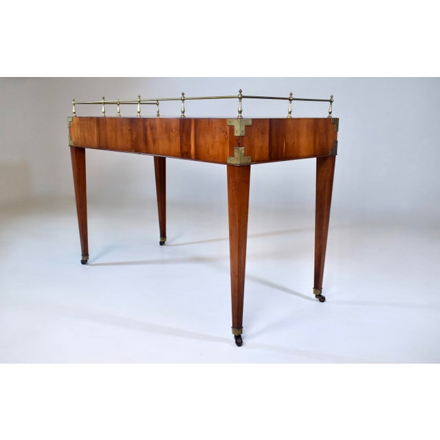 Chestnut French Regency Leather Top Desk With Campaign Styling and Gallery For Sale - Image 8 of 16