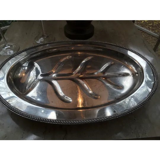French 1970s Footed Silver Plated Tray For Sale - Image 3 of 4