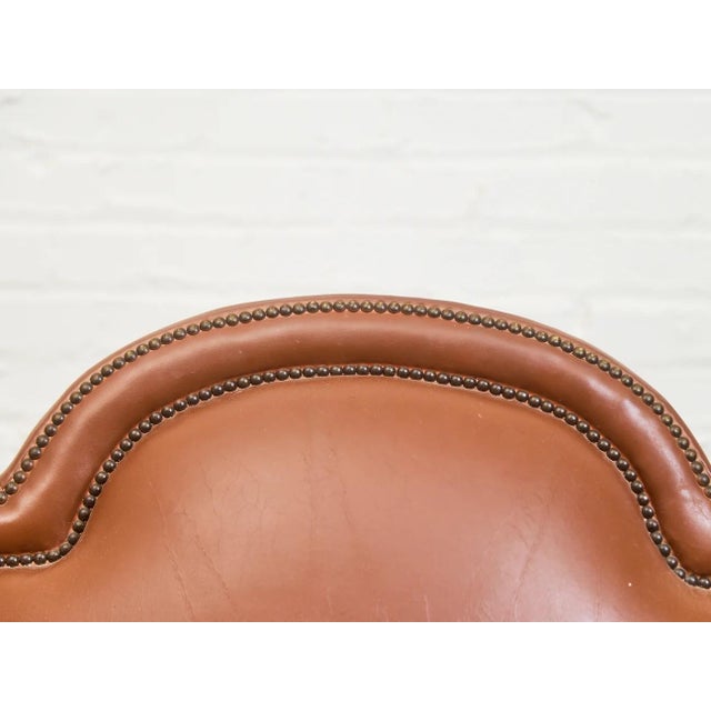 Chestnut Mid 20th Century Traditional Leather Bergère Armchair With Nailhead Trim For Sale - Image 8 of 12