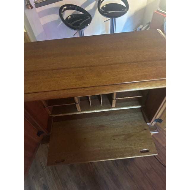 1920s Secretary Desk - Walnut Wood Detailed Carvings For Sale - Image 9 of 11