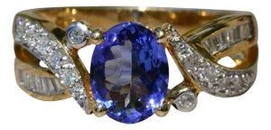 The Dasiphora: Ladies 14K Gold Cocktail Ring set with 1.25 CT Tanzanite and Diamonds